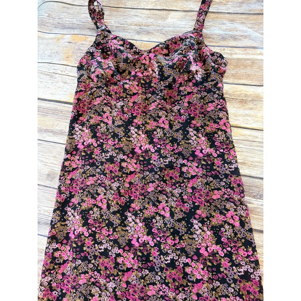 Karin Stevens Vintage Y2K Floral Maxi Babydoll Slip Dress Ruffle Hem Size 12
